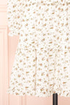 Linea White Floral Short Dress w/ Puffy Sleeves | Boutique 1861  bottom