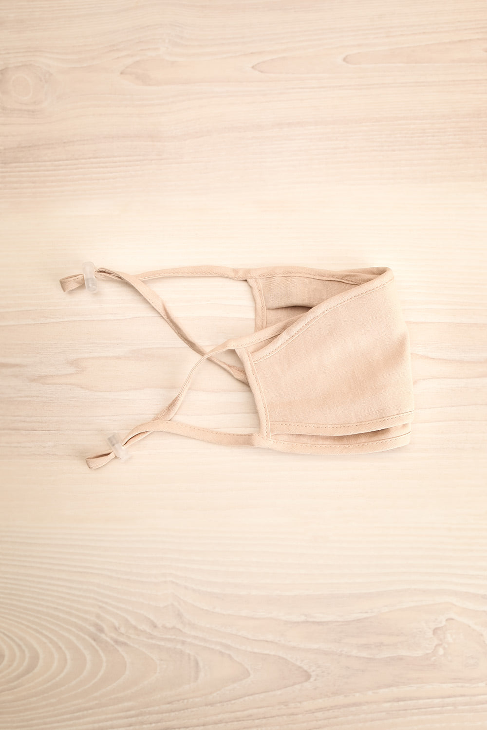 Linen Face Mask Beige | La petite garçonne folded