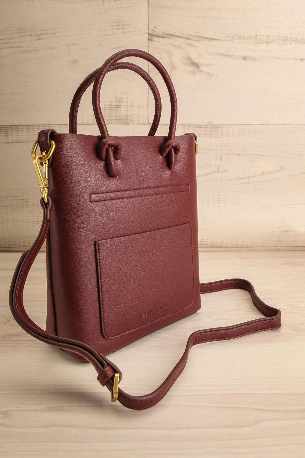 Linrot Burgundy Small Vegan Leather Tote Bag | La petite garçonne side view