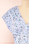 Linzer Short Sleeve Floral V-Neck Midi Dress | Boutique 1861 front close-up