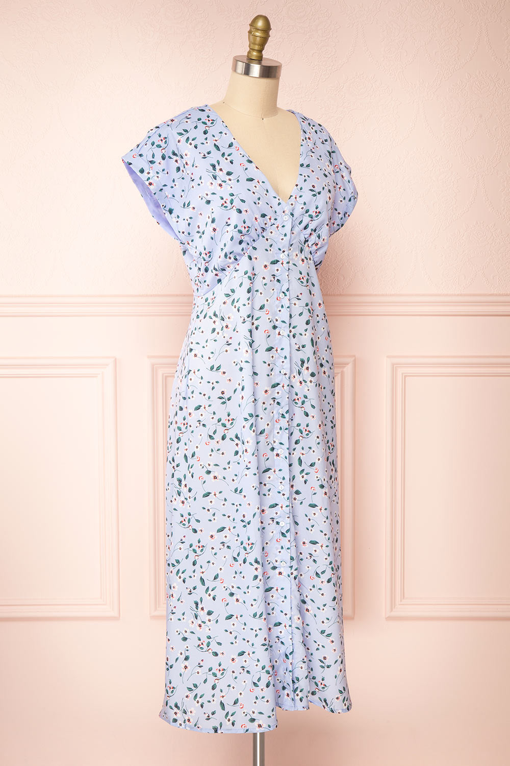  Linzer Short Sleeve Floral V-Neck Midi Dress | Boutique 1861 side view 