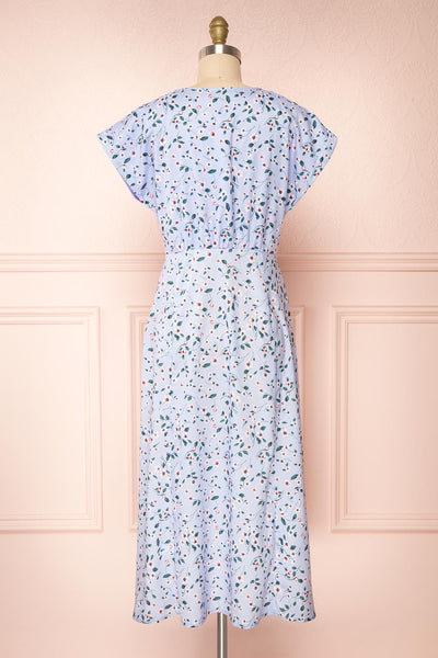 Linzer Short Sleeve Floral V-Neck Midi Dress | Boutique 1861 back view