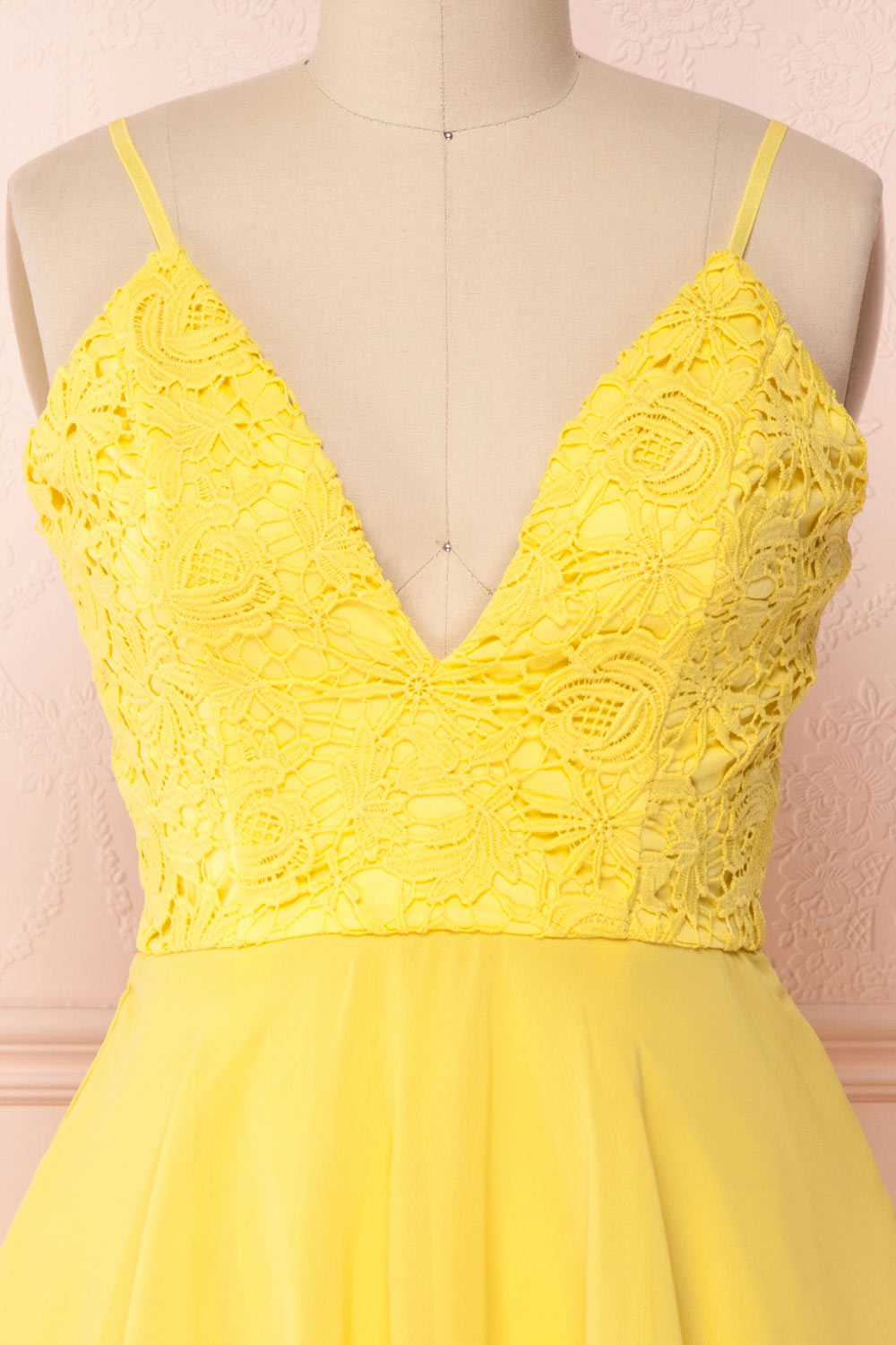 Lio Yellow | Lace & Chiffon Dress