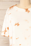 Lipik Cream Cropped Tie-Dye T-Shirt | La petite garçonne front close-up