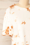 Lipik Cream Cropped Tie-Dye T-Shirt | La petite garçonne side close-up