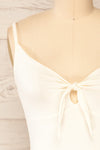 Lipno Cream White Knotted Thin Straps Cami| La petite garçonne  front close-up