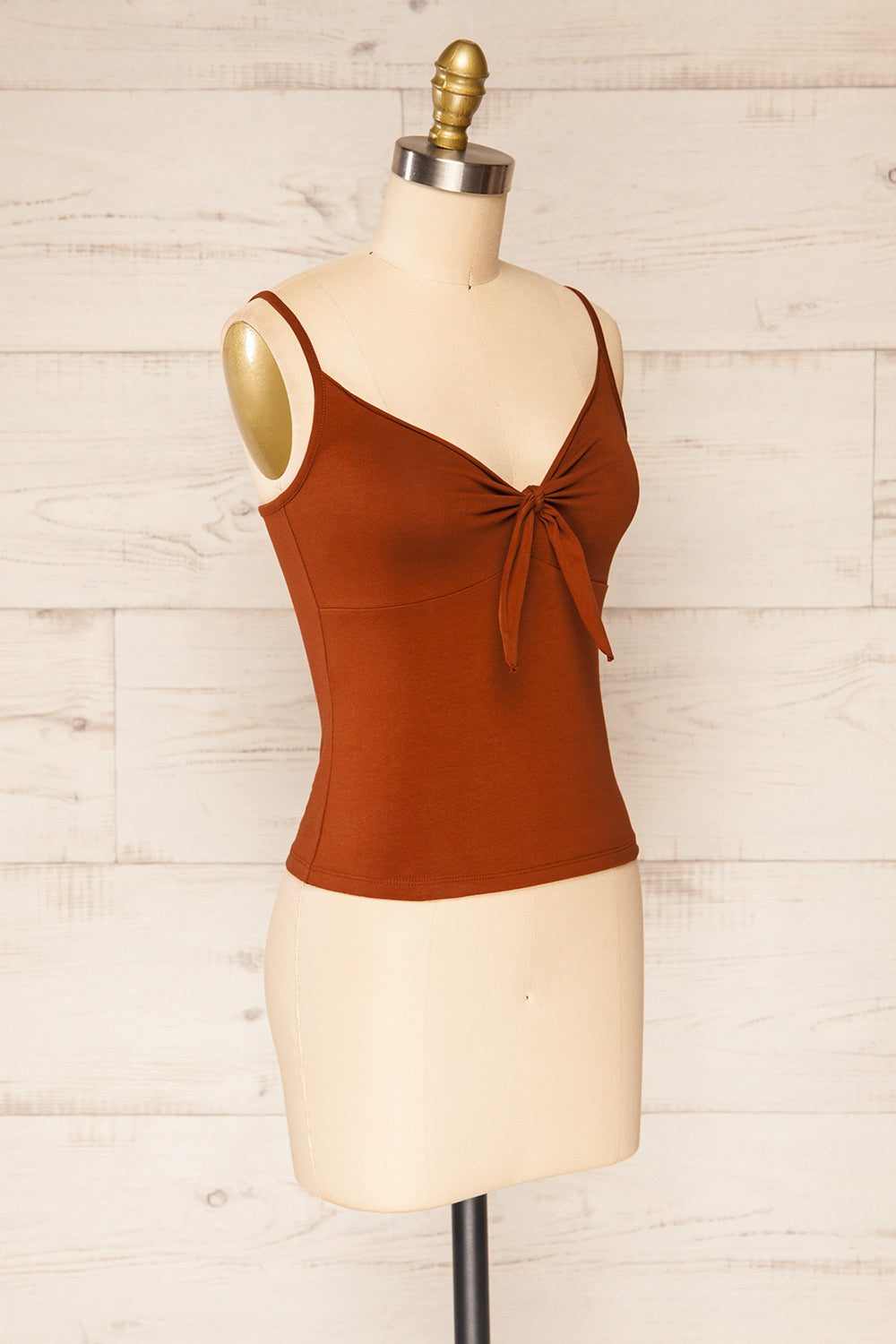 Lipno Rust Orange Knotted Thin Straps Cami| La petite garçonne  side view 