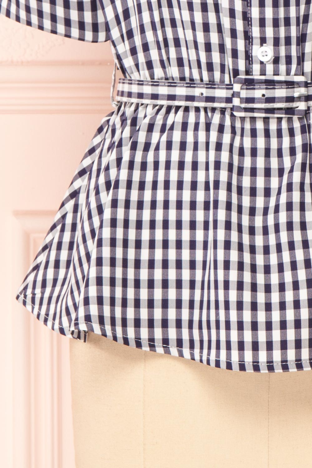 Lisa-Maria Navy Blue Gingham Peplum Top | Boutique 1861 bottom 