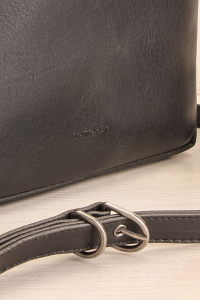 Liva Black Vegan Boxy Crossbody Bag strap close-up | La Petite Garçonne