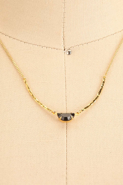 Liza Minneli Black & Golden Pendant Necklace on mannequin close-up | La Petite Garçonne
