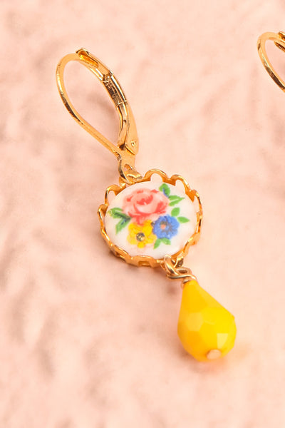Liza Todd Vintage Inspired Floral Pendant Earrings close-up | Boutique 1861