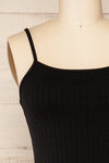 Lizane Black Ribbed Bodysuit | La petite garçonne front close-up