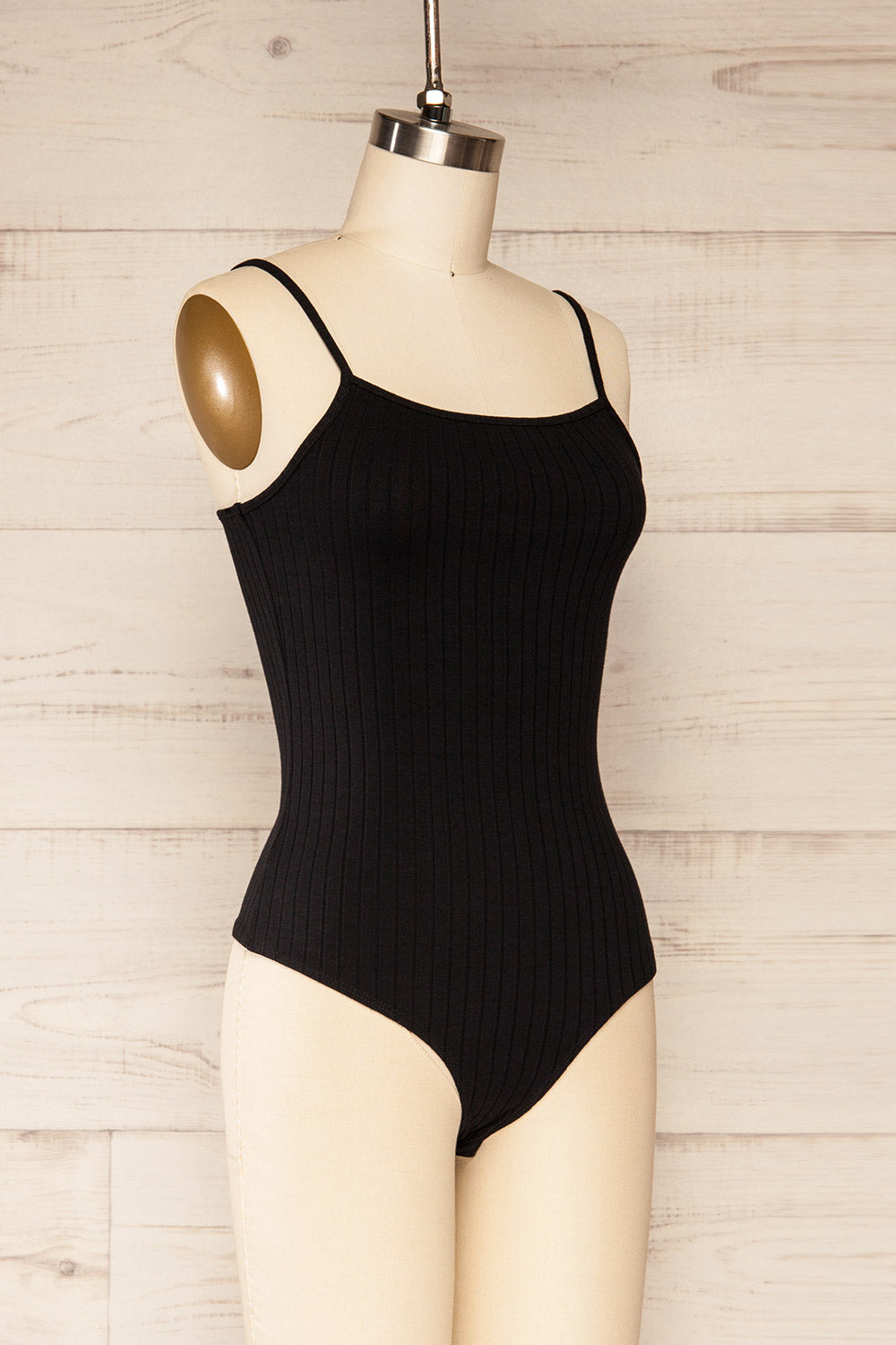 Lizane Black Ribbed Bodysuit | La petite garçonne side view