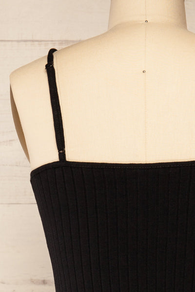 Lizane Black Ribbed Bodysuit | La petite garçonne back close-up