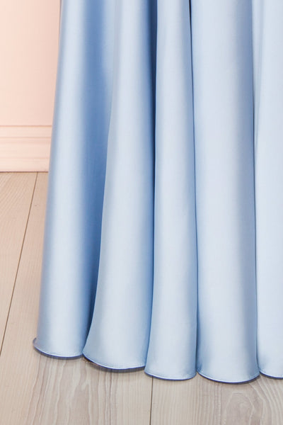 Lizza Blue Satin Maxi Dress w/ Slit | Boudoir 1861 bottom
