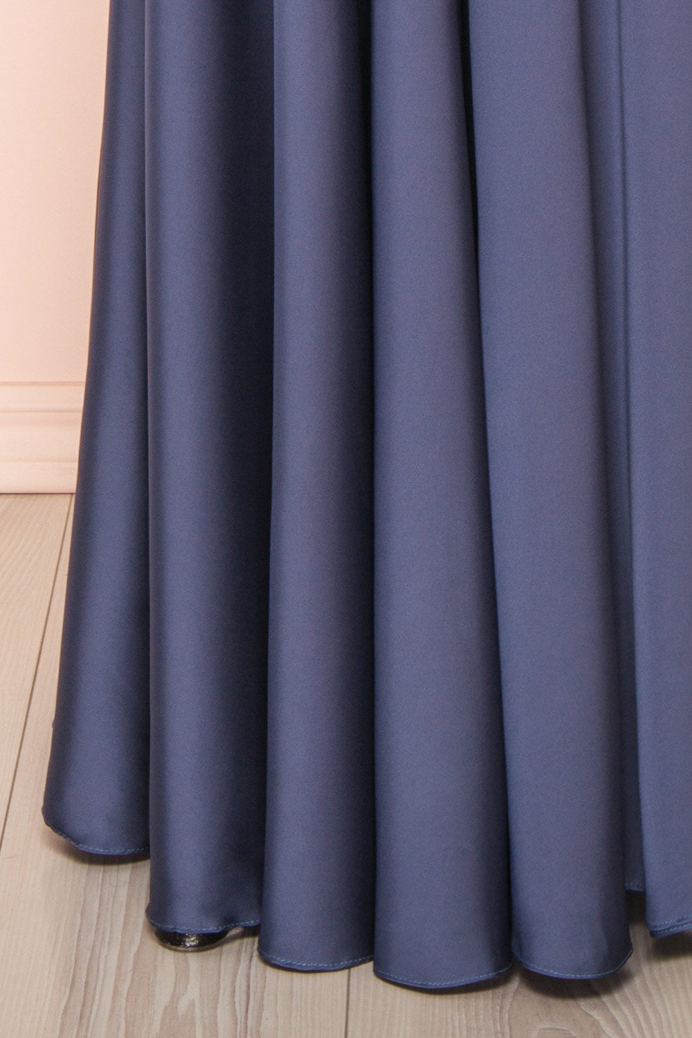Lizza Blue Grey Satin Maxi Dress w/ Slit | Boudoir 1861 bottom 