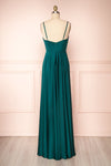 Lizza Green Satin Maxi Dress w/ Slit | Boudoir 1861 back view