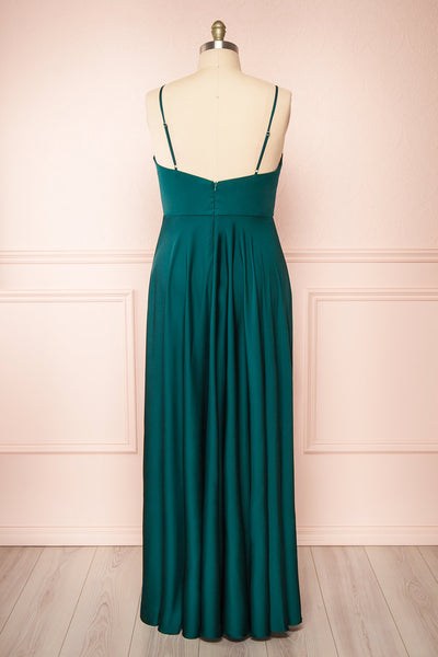 Lizza Green Satin Maxi Dress w/ Slit | Boudoir 1861 back taille plus