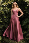 Lizza Pink Satin Maxi Dress w/ Slit | Boudoir 1861 on model