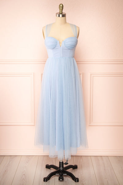 Lizzie Blue Midi Tulle Dress with Corset | Boutique 1861 front view