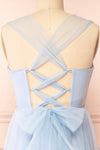 Lizzie Blue Midi Tulle Dress with Corset | Boutique 1861 back close-up