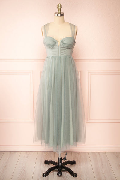 Lizzie Sage Midi Tulle Dress w/ Corset | Boutique 1861 front view
