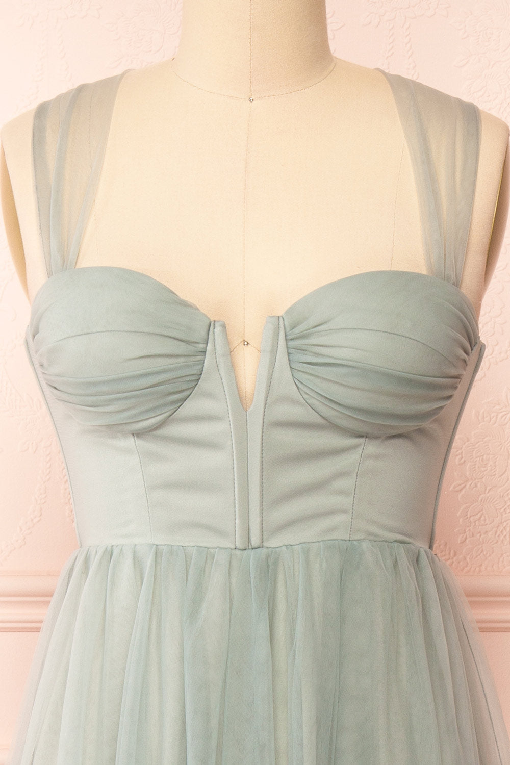 Lizzie Sage Midi Tulle Dress w/ Corset | Boutique 1861 front close-up