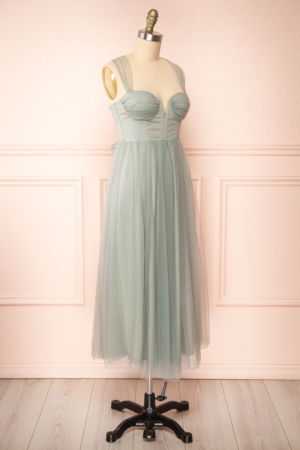 Lizzie Sage Midi Tulle Dress w/ Corset | Boutique 1861 side view 