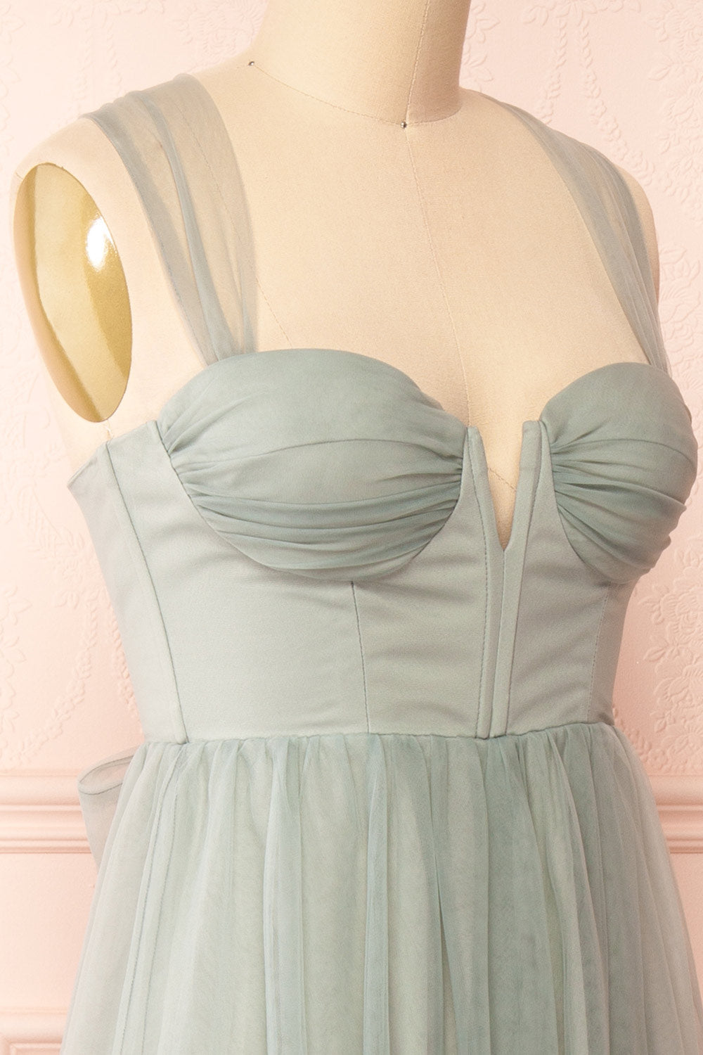 Lizzie Sage Midi Tulle Dress w/ Corset | Boutique 1861 side close-up