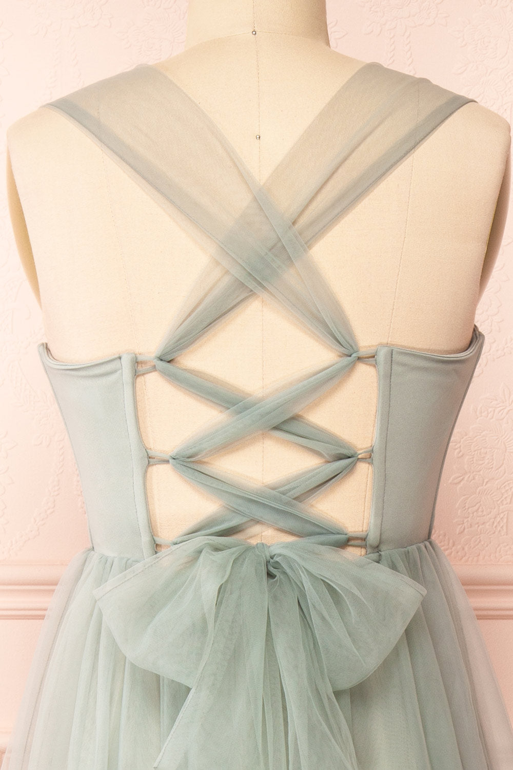 Lizzie Sage Midi Tulle Dress w/ Corset | Boutique 1861 back close-up