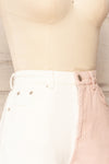 Lizzolo Pink Two-Tone Denim Shorts | La petite garçonne side close-up