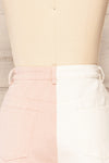 Lizzolo Pink Two-Tone Denim Shorts | La petite garçonne back close-up