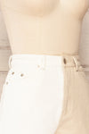 Lizzolo Taupe Two-Tone Denim Shorts | La petite garçonne side close-up