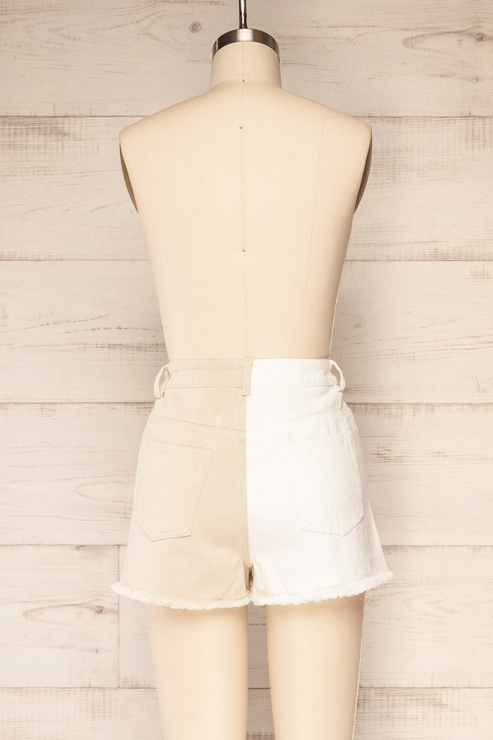 Lizzolo Taupe Two-Tone Denim Shorts | La petite garçonne back view