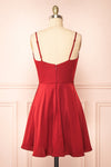 Lluvia Burgundy Short Satin A-line Dress | Boutique 1861 back view