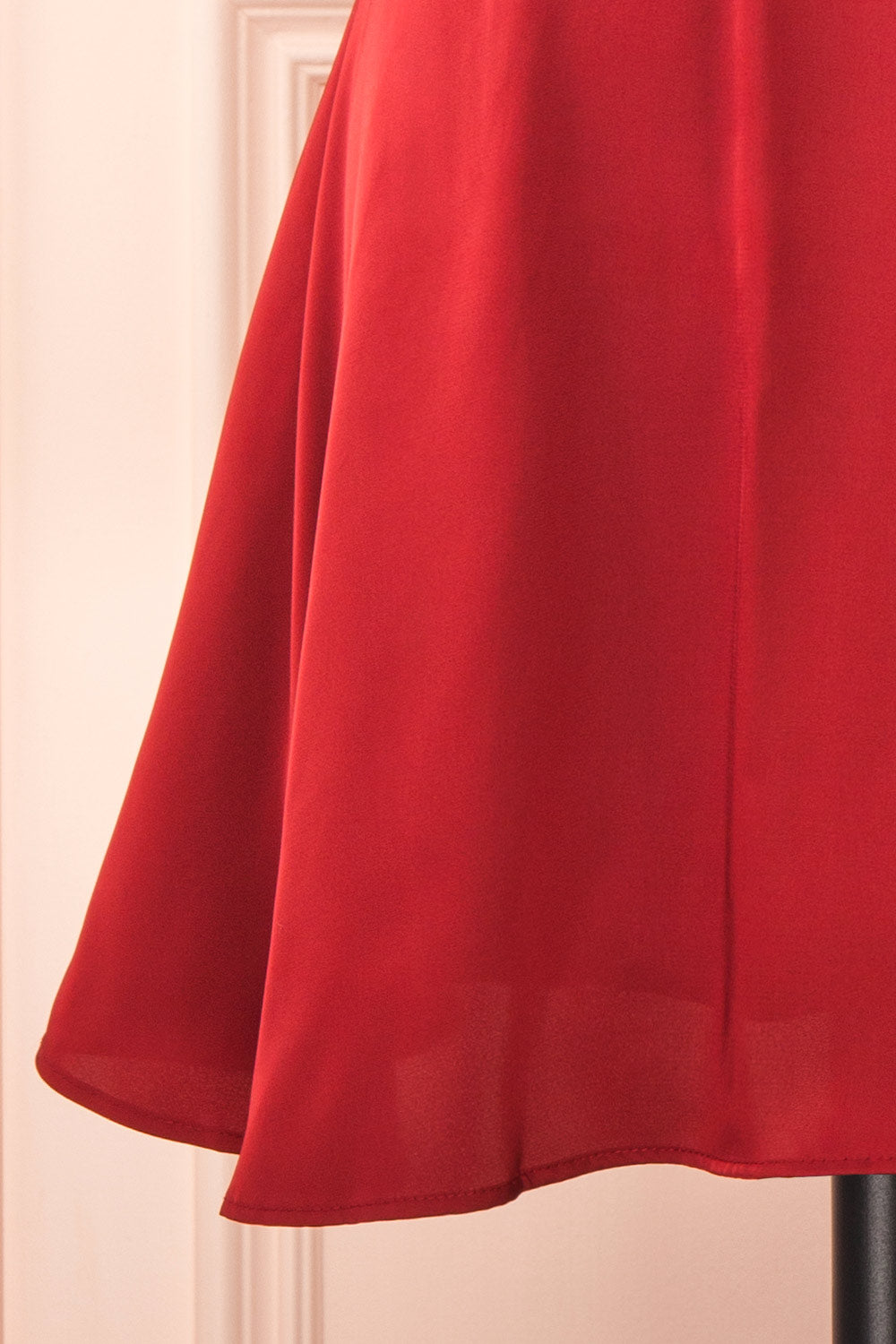 Lluvia Burgundy Short Satin A-line Dress | Boutique 1861 bottom 