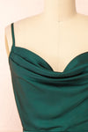 Lluvia Green Short Silky A-line Dress | Boutique 1861 front close-up