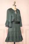 Loana Green Short Dress w/ Ruffles | Boutique 1861  side view