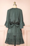 Loana Green Short Dress w/ Ruffles | Boutique 1861  back view