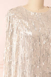 Lobelia Beige Long Sleeve Sequin Dress | Boutique 1861 side close-up