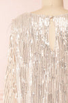 Lobelia Beige Long Sleeve Sequin Dress | Boutique 1861 back close-up