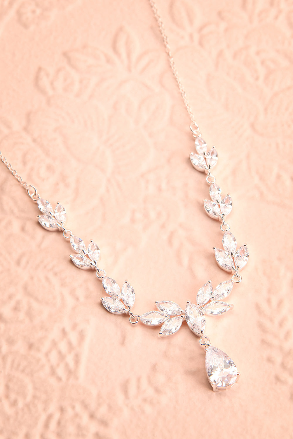 Loelia Silver Necklace w/ Drop Diamond Pendant | Boutique 1861 flat view