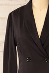 Logrogne Short Black Pleated Blazer Dress | La petite garçonne front close-up