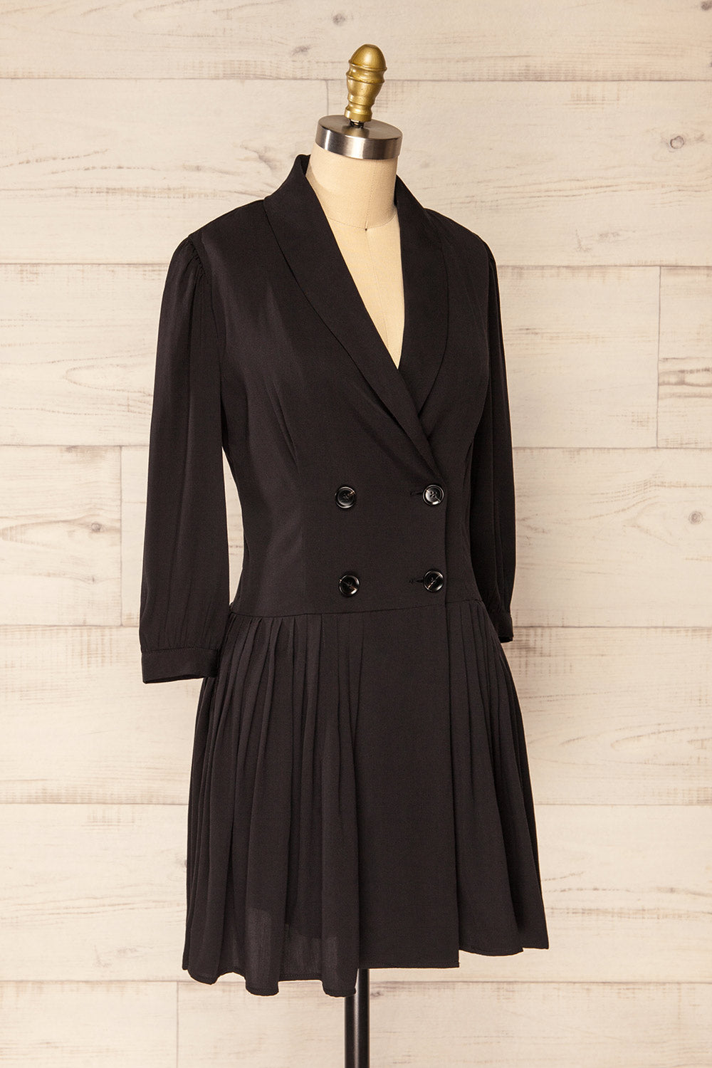 Logrogne Short Black Pleated Blazer Dress | La petite garçonne side view