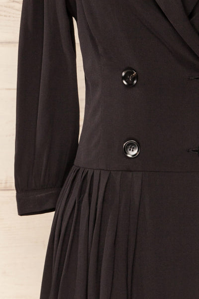 Logrogne Short Black Pleated Blazer Dress | La petite garçonne sleeve
