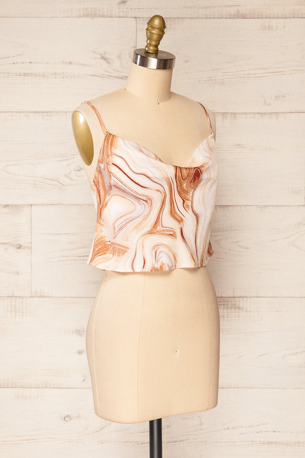 Lolah Marble Pattern Satin Crop Top | La petite garçonne  side view