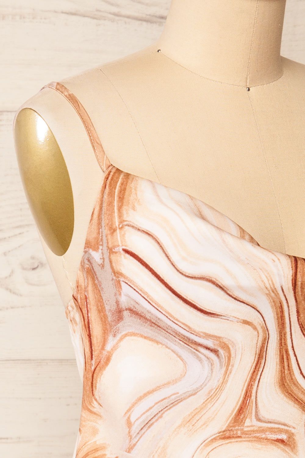 Lolah Marble Pattern Satin Crop Top | La petite garçonne side close-up