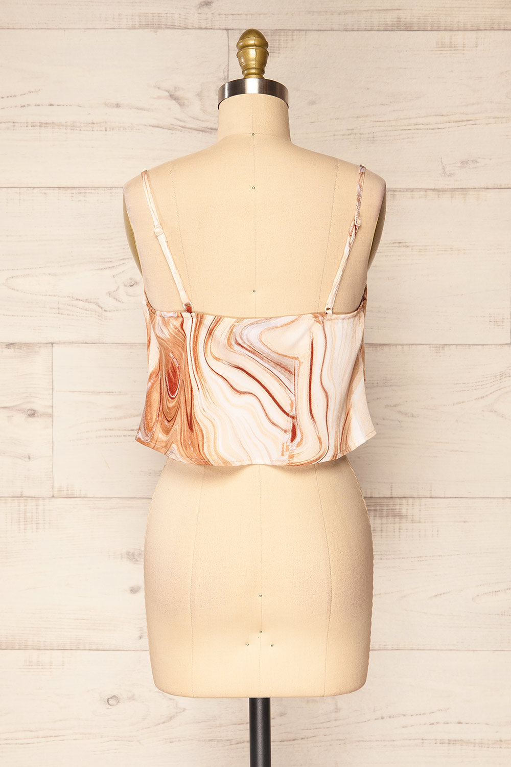 Lolah Marble Pattern Satin Crop Top | La petite garçonne back view