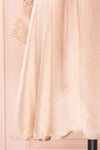 Loralyn Pink Satin Party Dress | Robe skirt close up | Boutique 1861