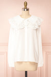 Lorelei Peter Pan Collar Blouse w/ English Embroidery | Boutique 1861 front view